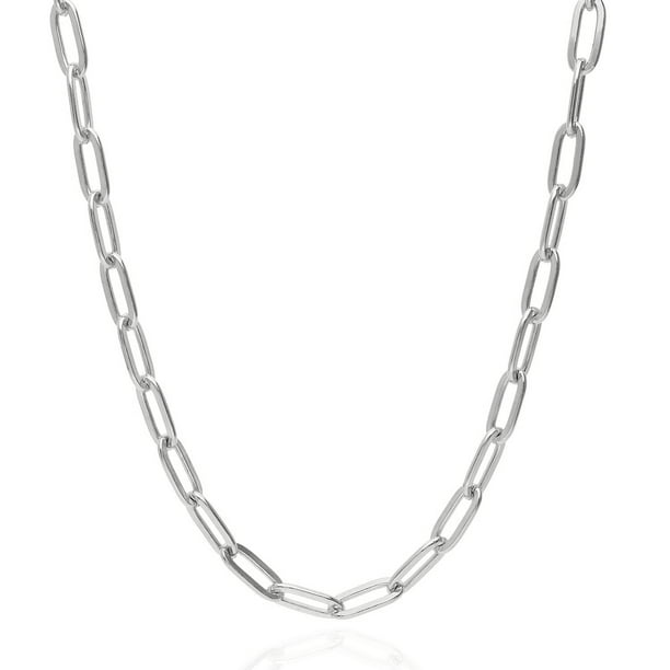 Sterling Silver 5.5mm Square Wire Cable Link Paper Clip Chain Necklace for Men Nickel Free Italy sizes 7-30 inch 